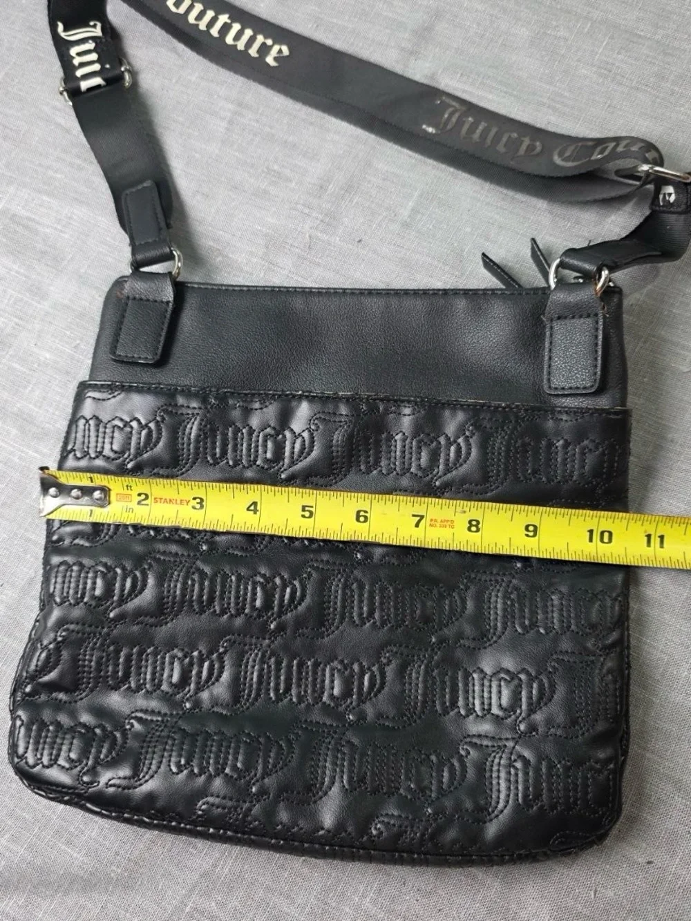 Juicy Couture Embossed Logo Black Crossbody Purse Shoulder Bag